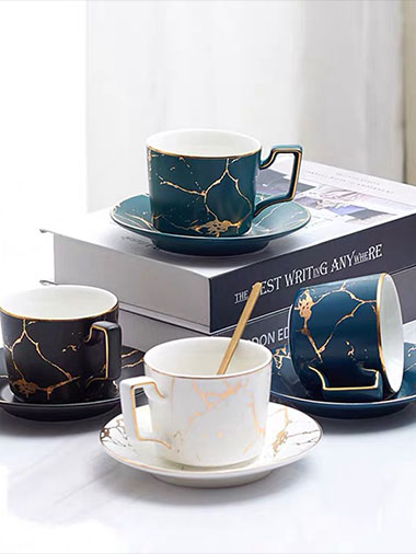 Custom Glazed Ceramic Coffee Cups and Saucers Wholesale